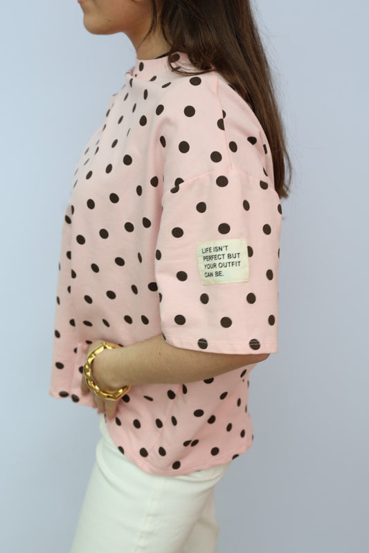 TEE-SHIRT À POIS ☀️ - Rose Clair